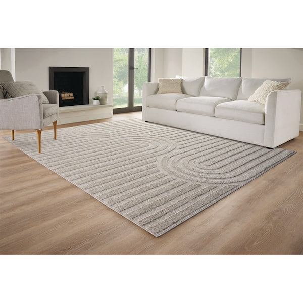 Oathil 6 ft. x 8 ft. Cream Geometric Polyester Area Rug