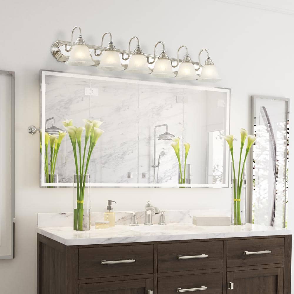Belmont 48" Brushed Nickel and Chrome 6-Light Vanity Fixture