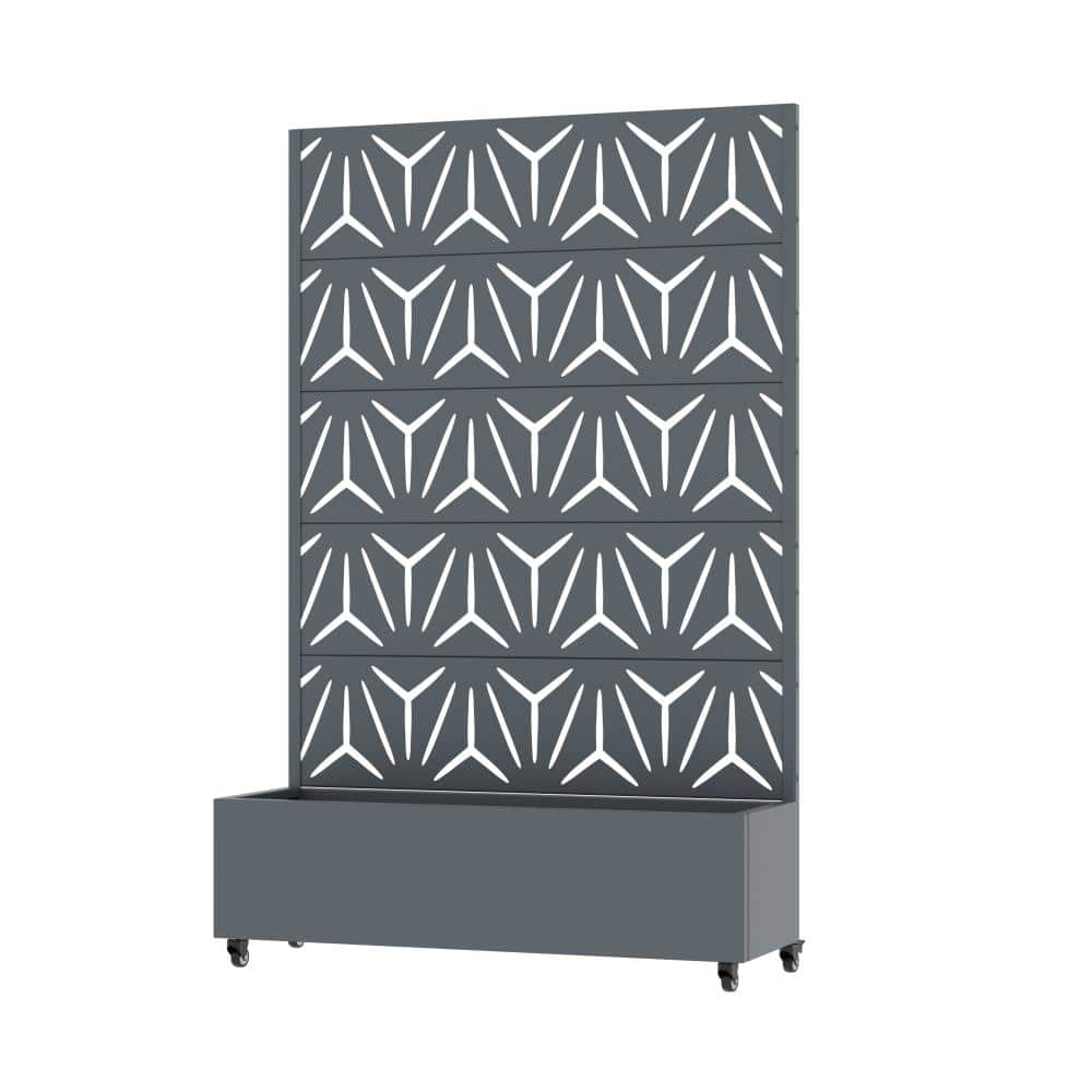 72 in. H x 47 in. W Charcoal Outdoor Galvanized Steel Privacy Screen Planter Box Trellis with Detachable Wheels price history on PriceWatchPro