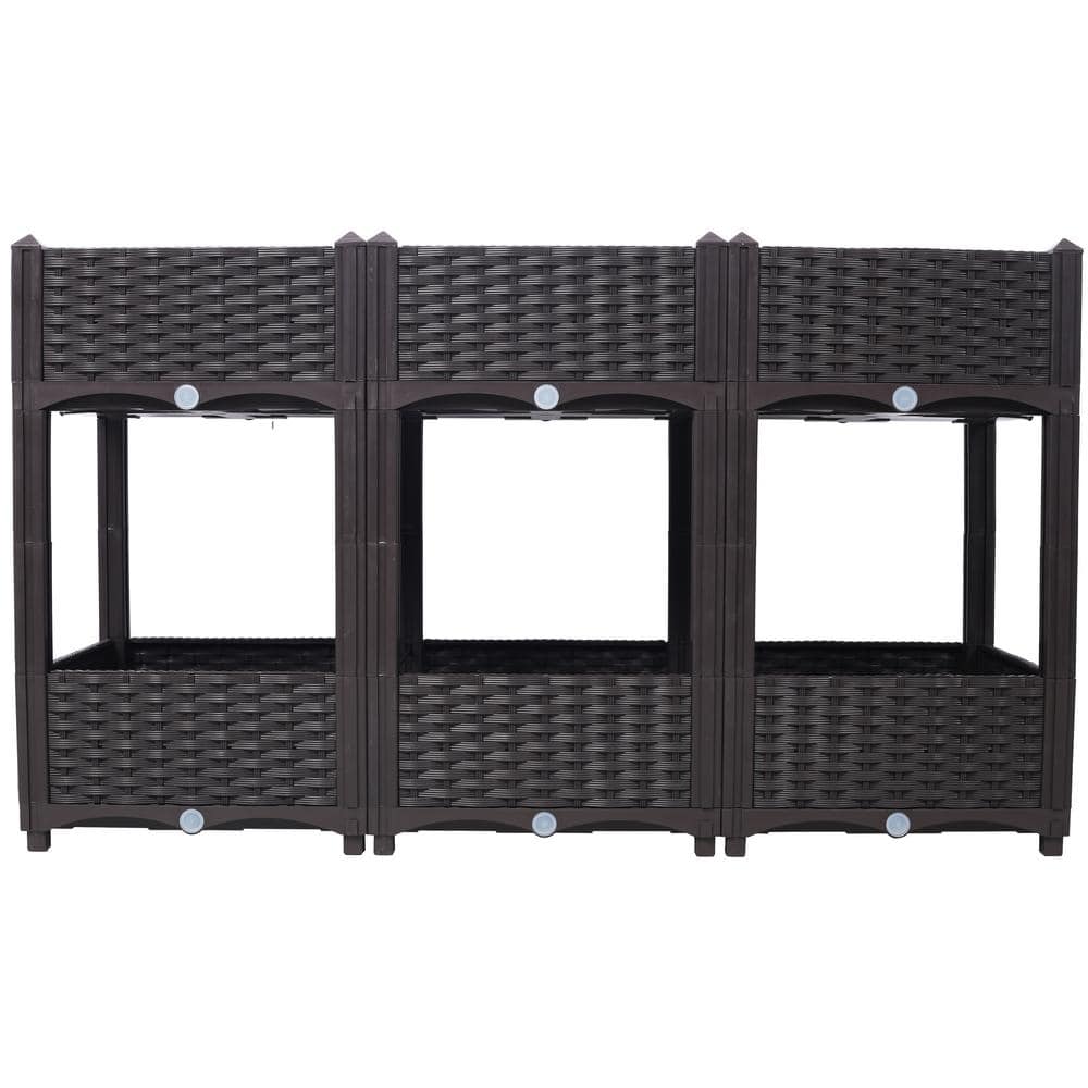 Misopily 47.20 in. Brown Plastic Rectangular Outdoor Elevated Planter ...