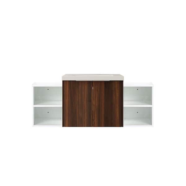 Stafford 48 in. W x 18.1 in. D x 19.3 in. H Floating Bath Vanity in California Walnut with White Resin Vanity Top
