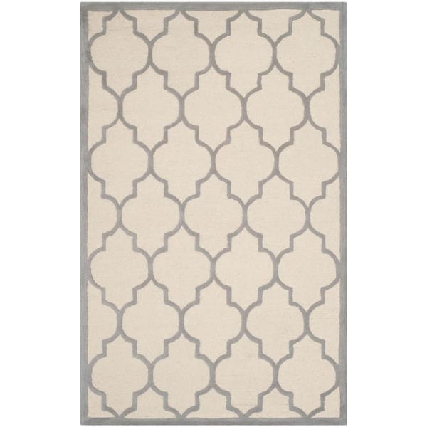 SAFAVIEH Cambridge Ivory/Silver 8 ft. x 10 ft. Border Geometric Trellis Area Rug