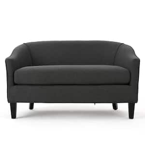 Justine 48.8 in. Dark Grey Solid Fabric 2-Seat Loveseats with Armrests