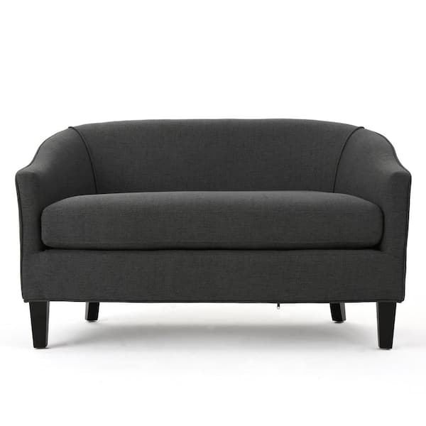 Noble House Justine 48.8 in. Dark Grey Solid Fabric 2-Seat Loveseats with Armrests
