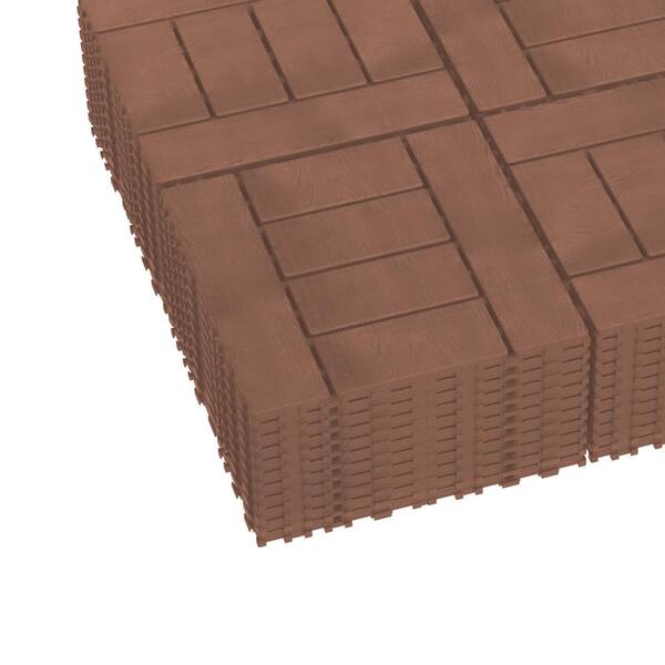 Amucolo 12 in. x 12 in. Waterproof Plastic Interlocking Deck Tiles in Brown for Poolside Balcony Backyard (Set of 44 Tiles)