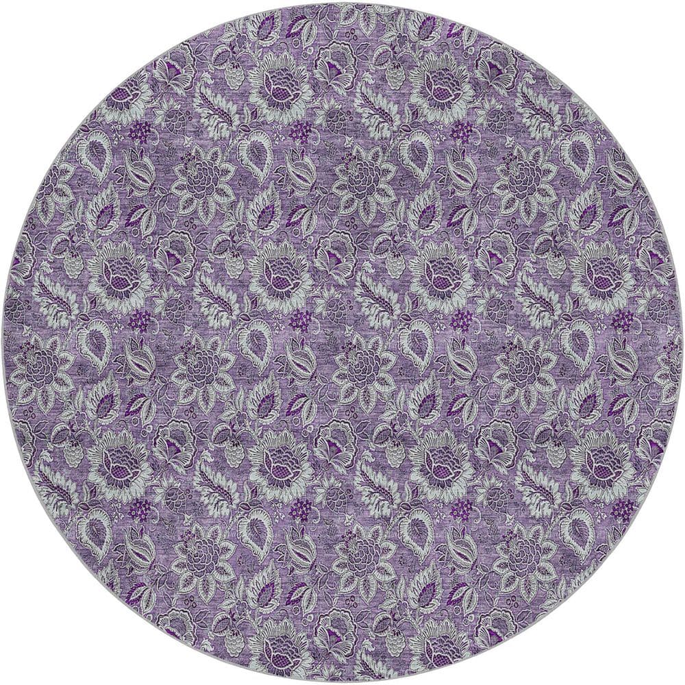 Dream Shag Premium Machine Washable Abstract ADS661 Purple 8 ft. x 8 ft. Round Rug price history on PriceWatchPro
