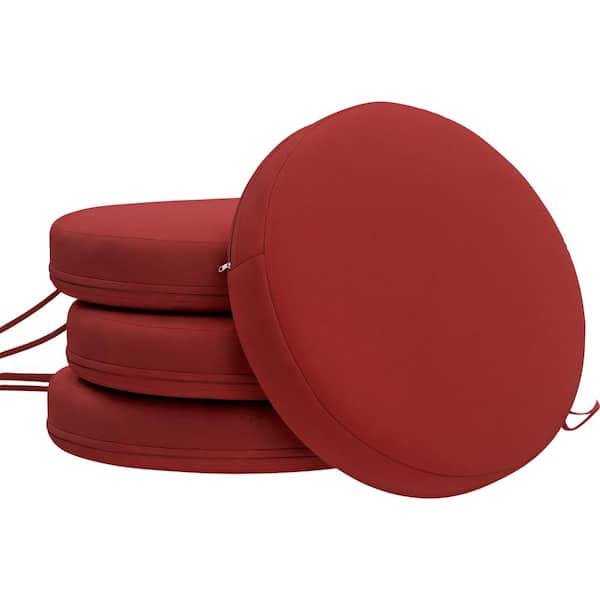 Set of 4 Round Patio Chair Cushions, 15" x 15" x 3", Machine Washable, for Dining & Bistro Chairs