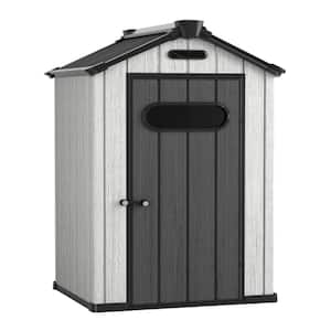 4 ft. W x 3.8 ft. D Outdoor Storage Plastic Shed with Floor and Lockable Door for Patio Lawn and Garden (16 sq. ft.)