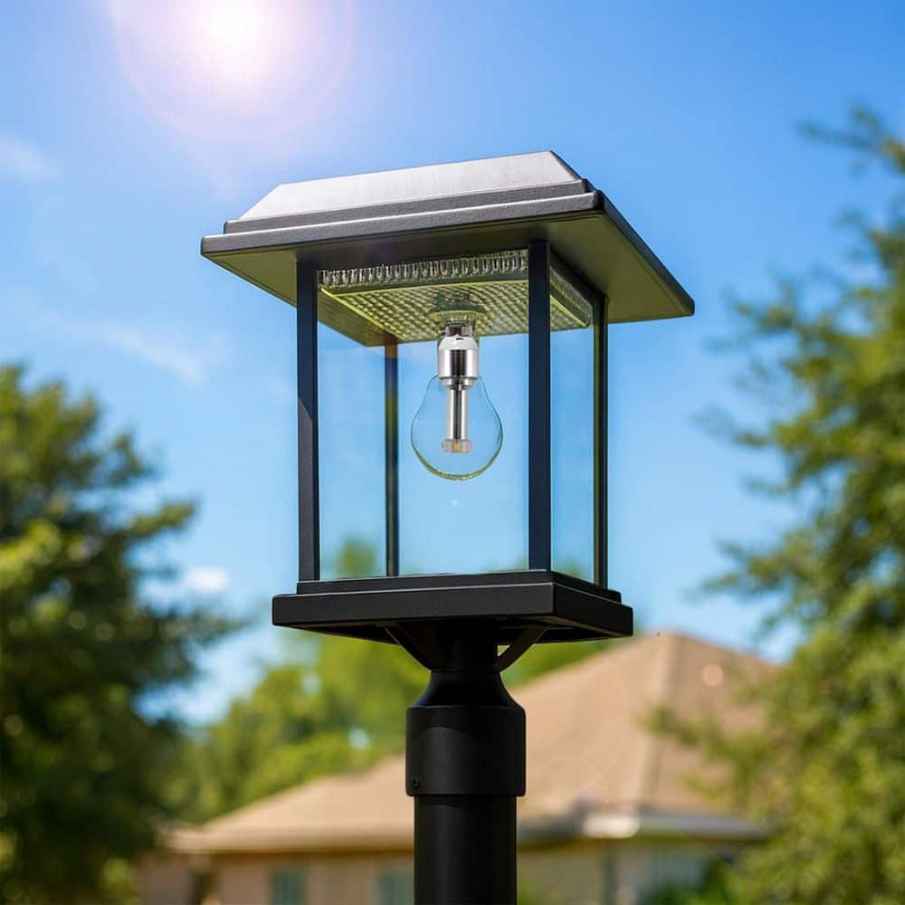 Aspen 1 Light Black Cast Aluminum Solar Outdoor Weather Resistant Post Light Set with Integrated LED price history on PriceWatchPro