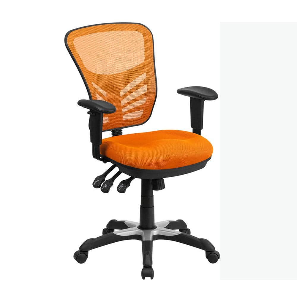 OFFEX Mid-Back Orange Mesh Multifunction Executive Swivel Ergonomic Office Chair with Adjustable ...
