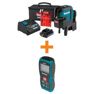 12V max CXT Self-Leveling Cross-Line/4-Point Red Beam Laser Kit (2.0 Ah) and 164 ft. Laser Distance Measure
