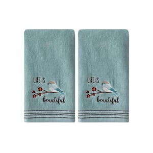 Aqua 100% Cotton Life is Beautiful Hand Towel (2-Pack)