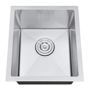 Brushed Stainless Steel 15 in. Single Bowl Undermount Scratch-Resistant Nano Kitchen Sink With Strainer