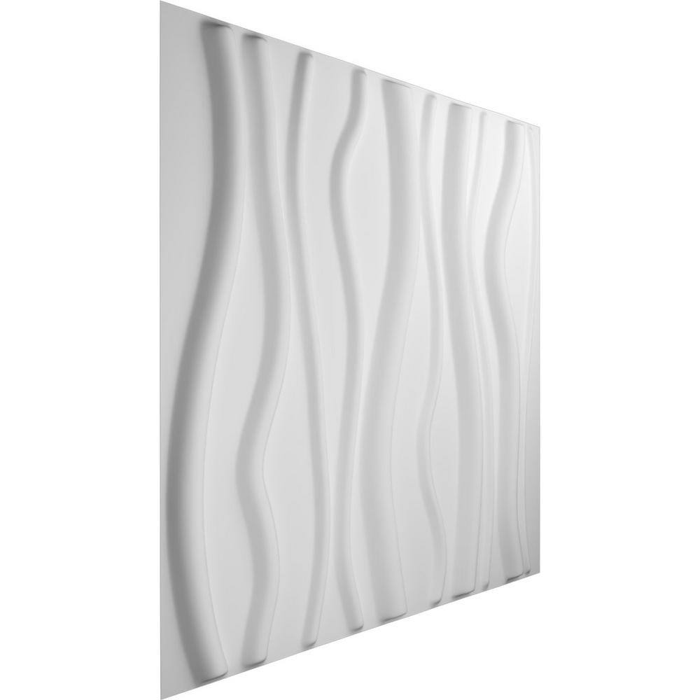 White Textured 3D PVC Wall Panels, 19.63" x 19.63", 50-Pack