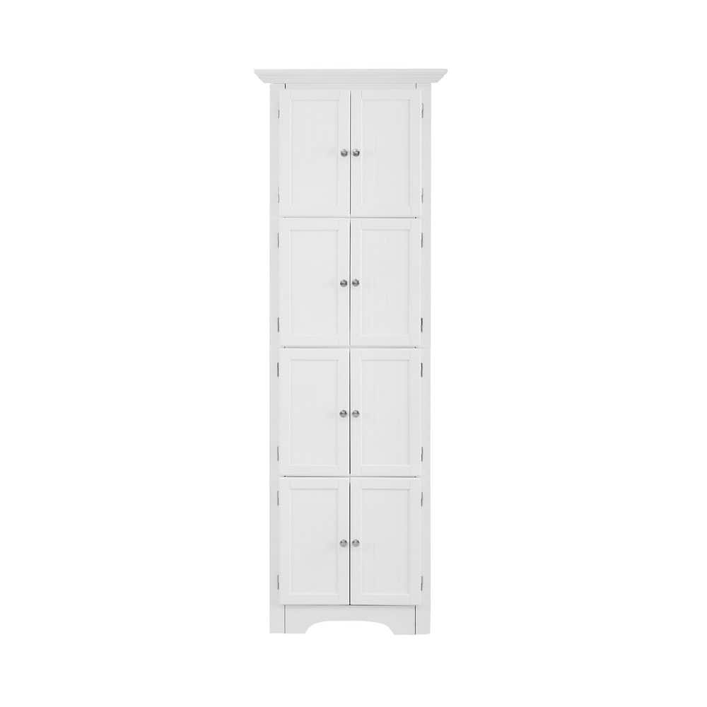 Angel Sar White Tall Corner Wall Storage with 8Doors