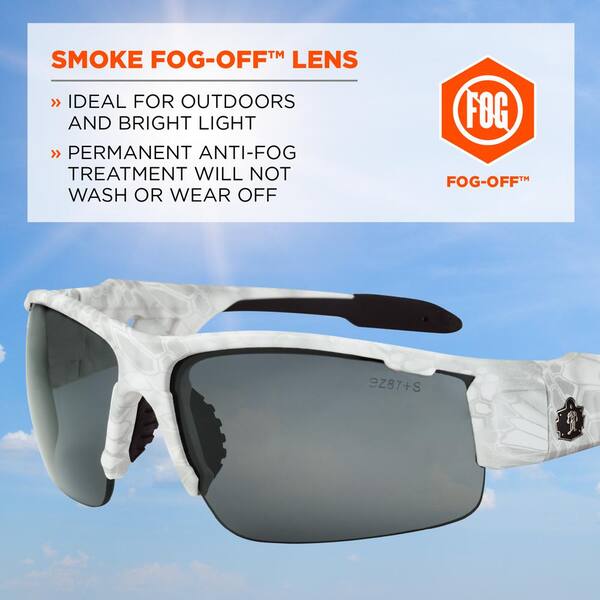 Ergodyne Skullerz Dagr Kryptek Yeti Anti-Fog Safety Glasses, Tinted Lens -  ANSI Certified DAGR