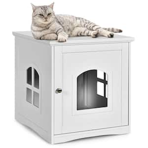 19.5 in. W x 21 in. D x 21 in. H MDF Litter Box Cat Enclosure in White with Single Door