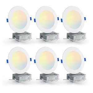 6 in. Selectable CCT Canless Integrated LED Recessed Light Kit 900 Lumens Dimmable (6-Pack)