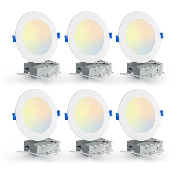 ELECWISH 6 in. Selectable CCT Canless Integrated LED Recessed Light Kit 900 Lumens Dimmable (6-Pack)