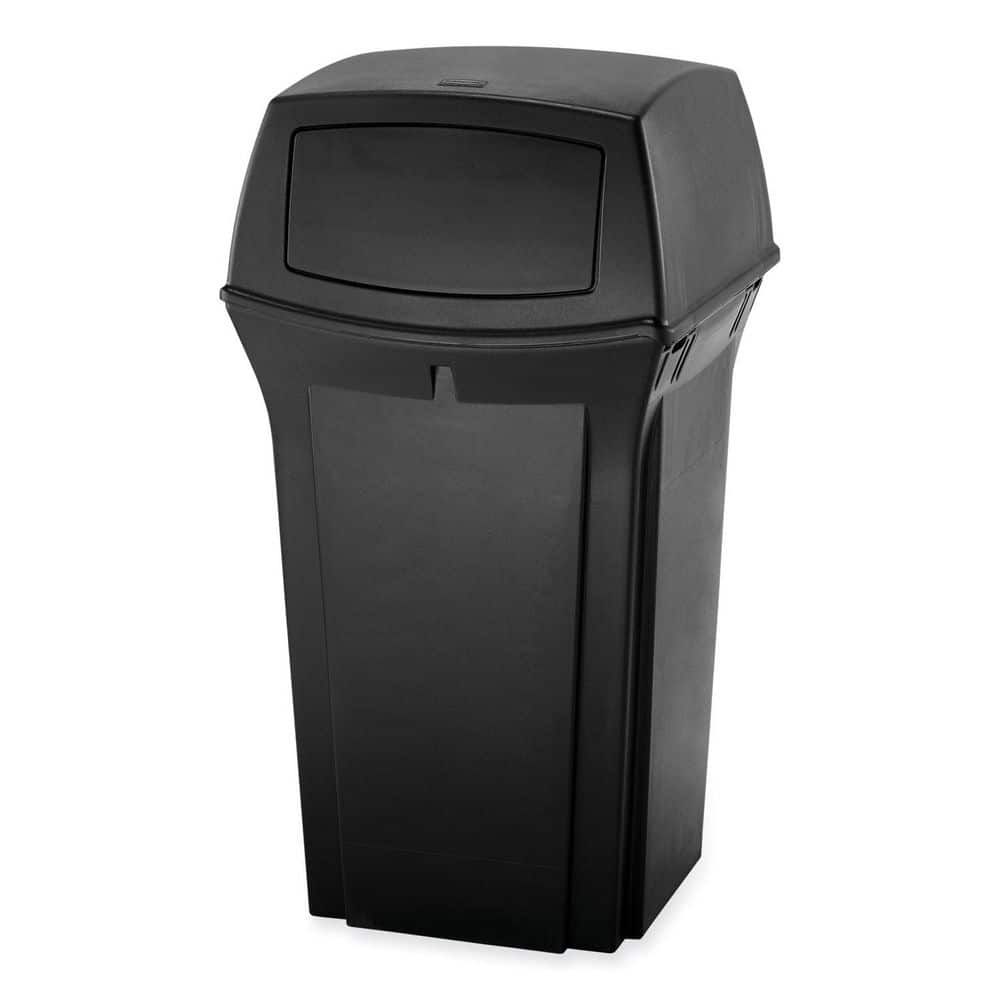 Rubbermaid Commercial Products Ranger 45 Gal. Black Structural Foam Square Fire-Safe Trash Can with Side Door
