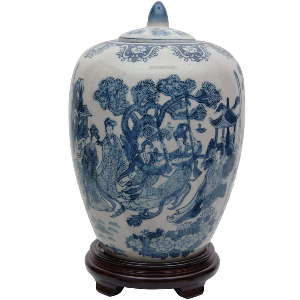 Oriental Furniture 11 in. Porcelain Decorative Vase in Blue BW-JAR1-BWLD -  The Home Depot
