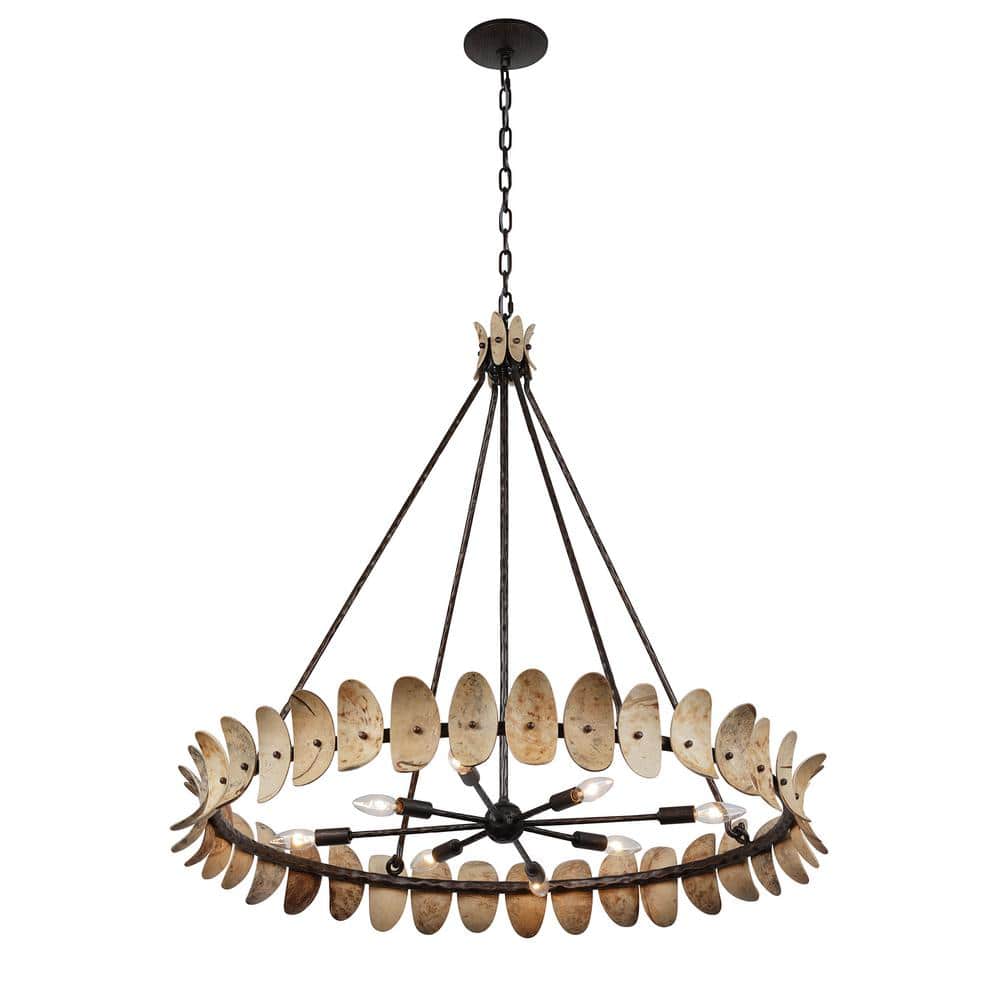 Natural Champagne Mist 8-Light Coconut Shell Chandelier