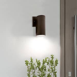 Brown LED Outdoor Wall Cylinder Light with Dusk to Dawn Sensor