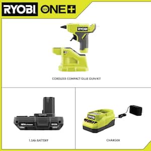 ONE+ 18V Cordless Compact Glue Gun Kit with 1.5 Ah Battery and 18V Charger