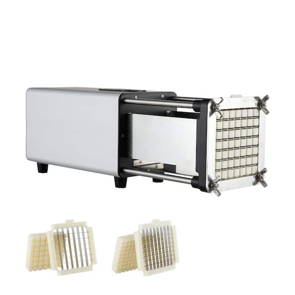 Electric French Fry Cutter, Potato Slicer with 1/2-in. and 3/8-in. Stainless Steel Blades, Potato Cutter Chopper, Silver