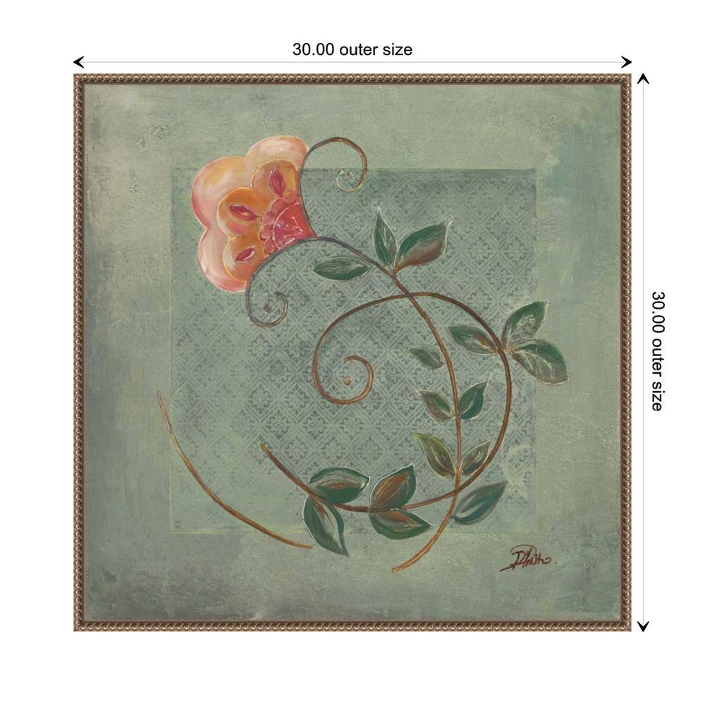 Amanti Art Floral Ornaments in Green II by Patricia Pinto Canvas Wall Art Print Framed 30 x 30-in.