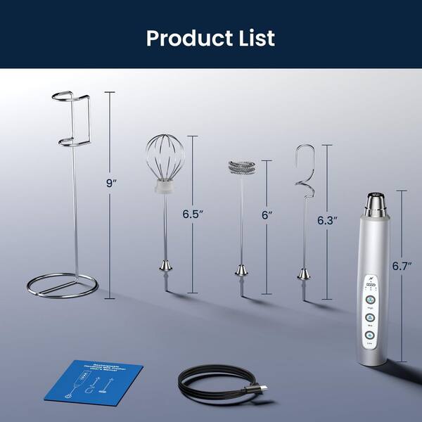 LAIFUCAM Rechargeable Milk Frother Wand Stainless Steel Whisks 3