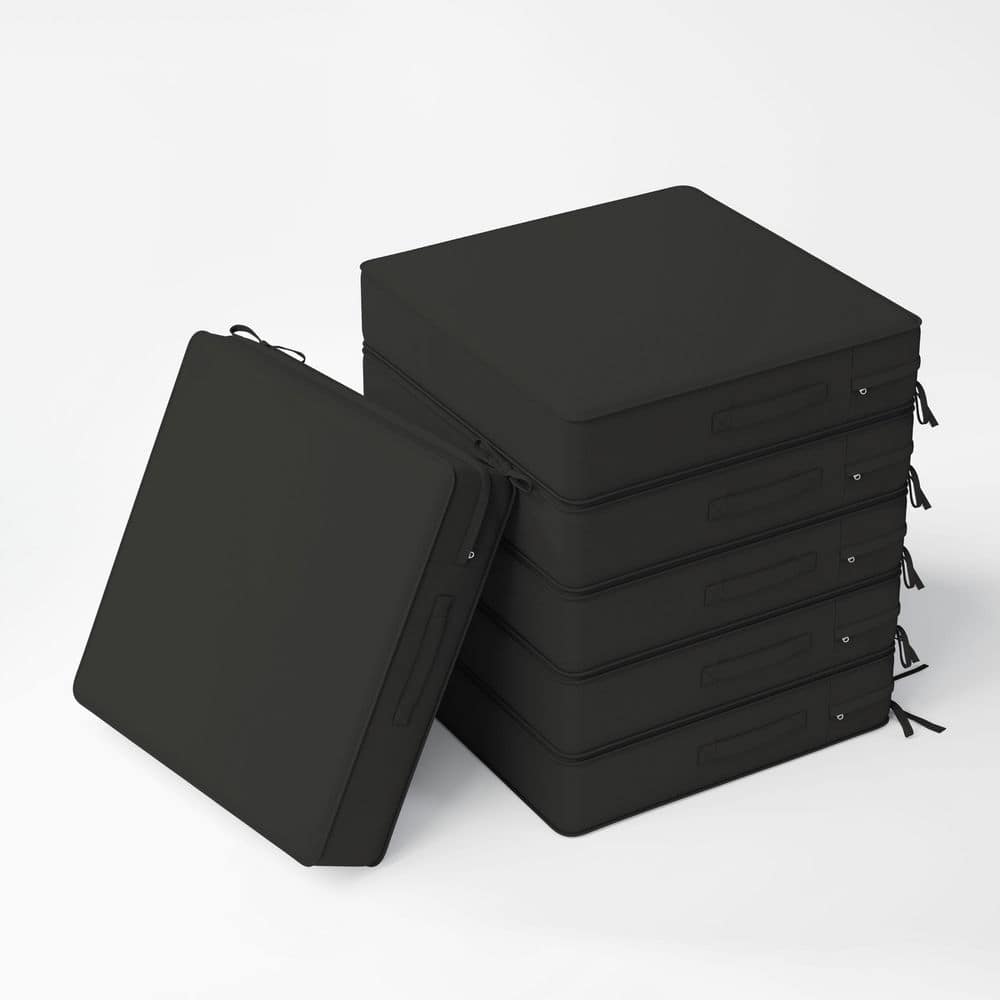 19 x 19 x 4 in. (6-Pack) Outdoor Waterproof Patio Furniture Replacement Seat Cushions with Ties and Handle, Black price history on PriceWatchPro