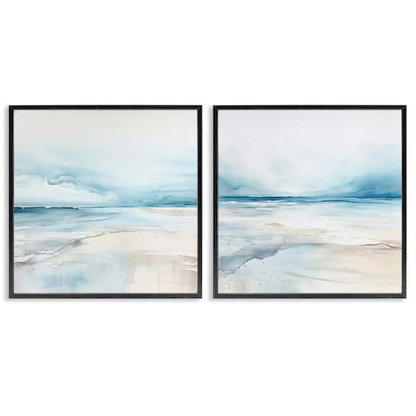 Ocean Tide Abstraction by Irena Orlov 2 Pieces Black Framed Coastal Giclee Art Print 24 in. x 24 in.
