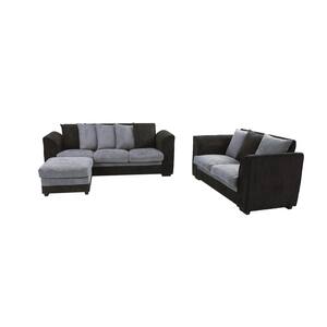 black loveseat with ottoman