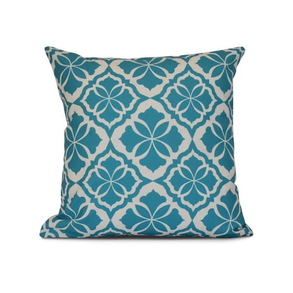 E BY DESIGN LLC Ceylon Turquoise Geometric 17 in. x 17 in. Throw Pillow