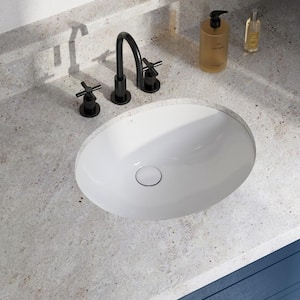 20. in Undermount Oval Bathroom Sink with Overflow, Vanity Sink for Small Bathrooms in White Vitreous China