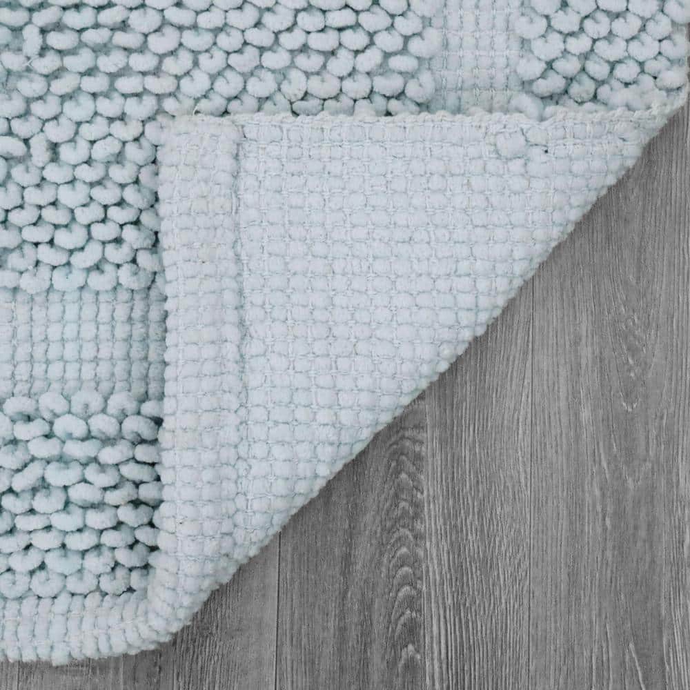 Pale Blue Cotton Chenille Non-Slip Bath Mat 27" x 45"