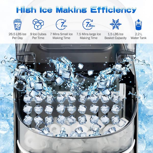 EUHOMY Countertop Ice Maker Machine, 40Lbs/24H Auto Self-Cleaning, 24 Pcs  Ice/13 Mins, Portable Compact Ice Maker with Ice Scoop & Basket, Perfect  for Home/Kitchen/Office/Bar(Silver) 
