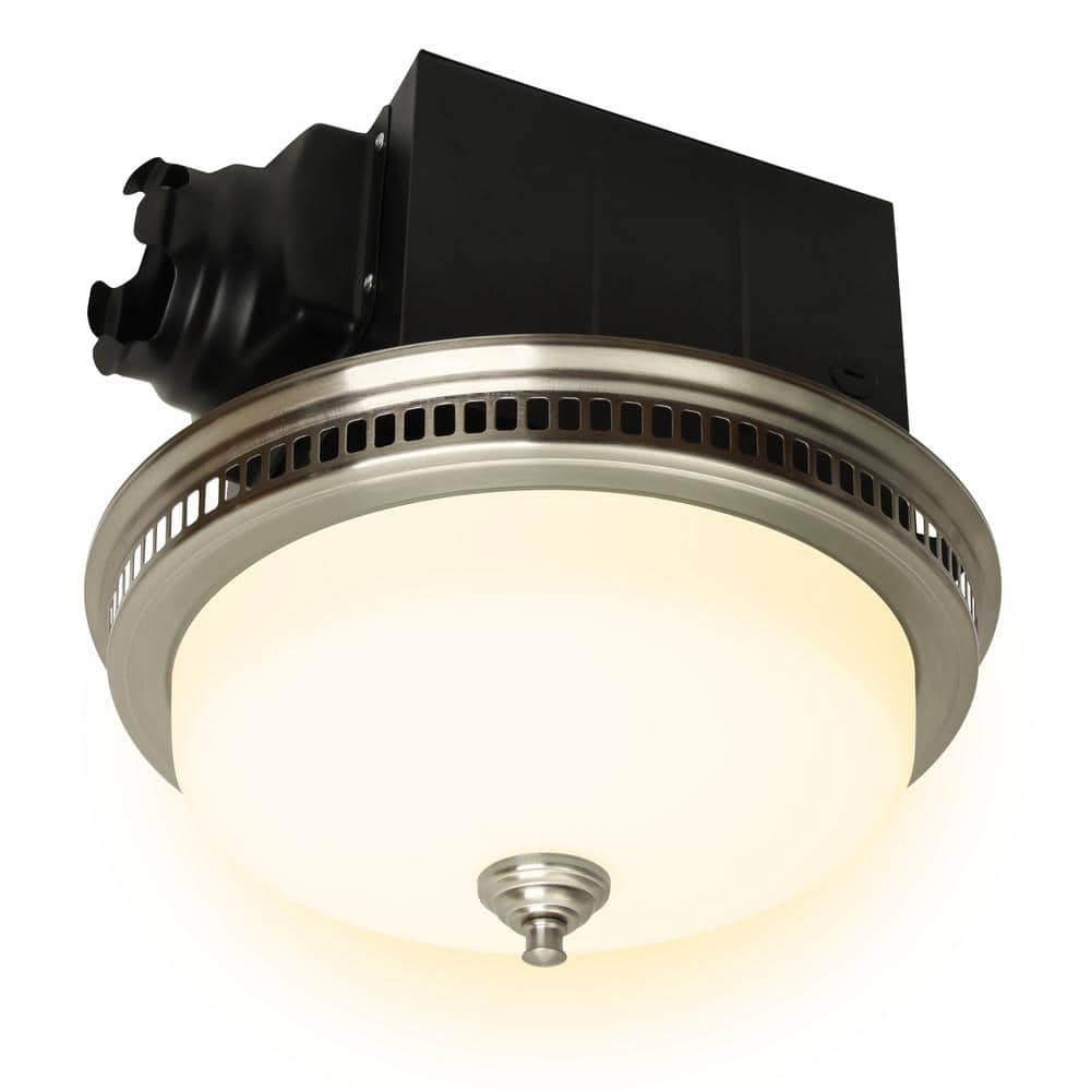 Brushed Nickel Ceiling Mount Bathroom Exhaust Fan with LED Light