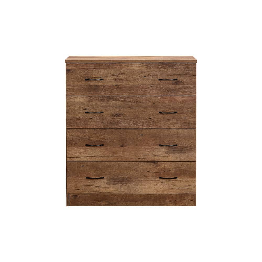 Mountain Oak Four Drawer Chest with Black Pulls