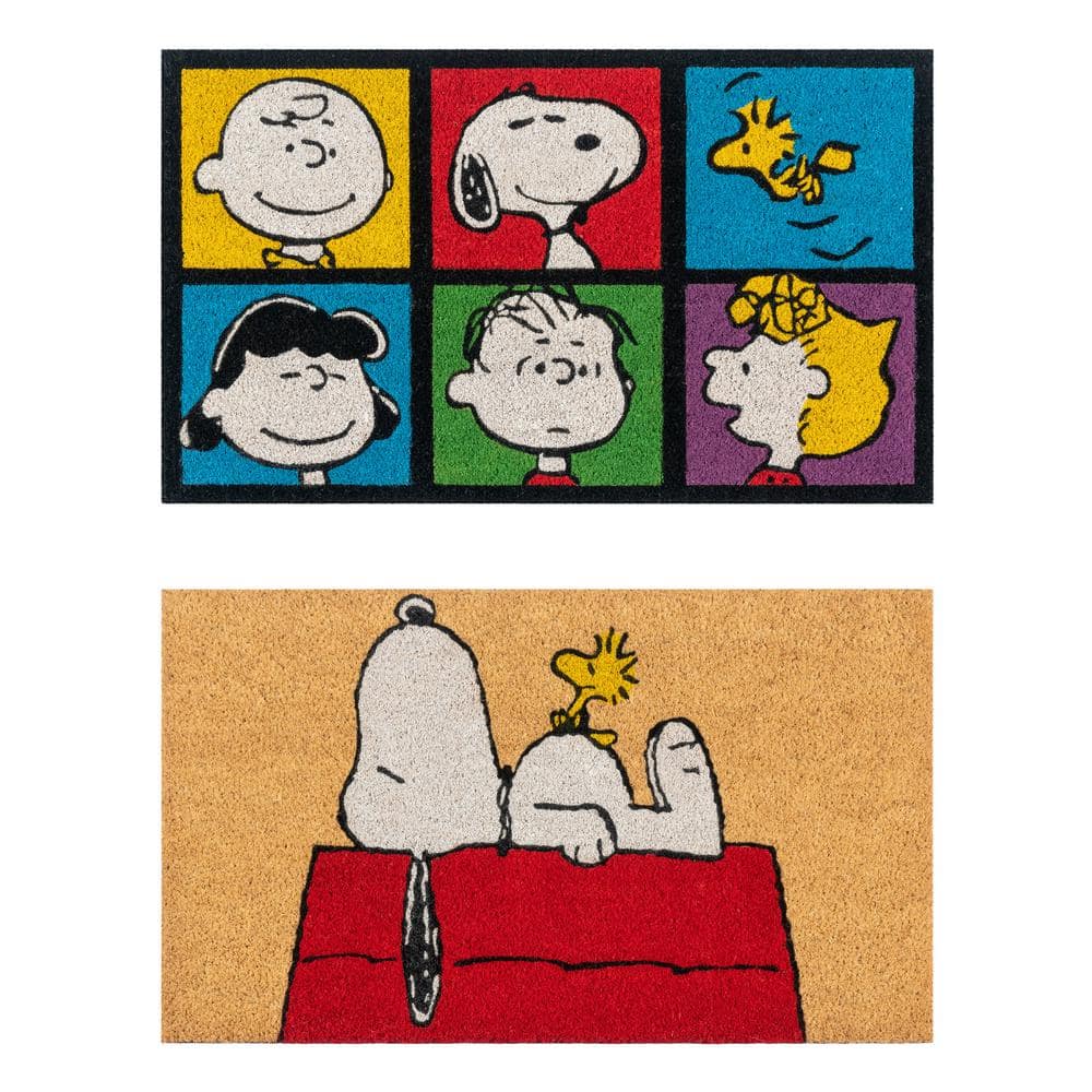 Peanuts Snoopy and Friends Colorful Coir Outdoor Door Mat Set