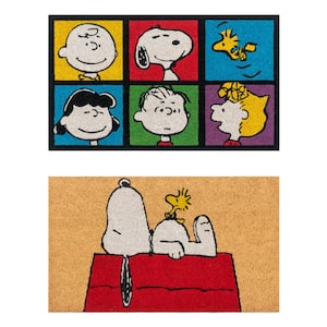 Snoopy Everyday/Friends Patch 20 in. x 34 in. Coir Door Mat (2-Pack)
