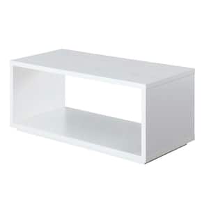 Northfield Admiral 42 in. White Rectangle Wood Coffee Table with Shelf