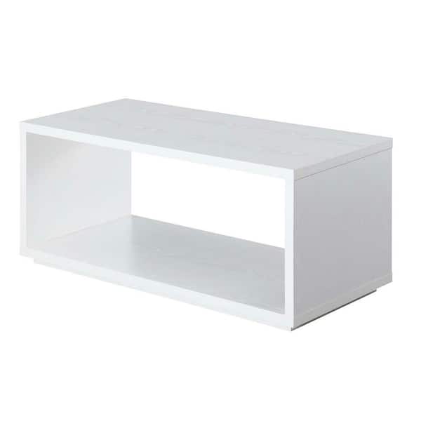 Convenience Concepts Northfield Admiral 42 in. White Rectangle Wood Coffee Table with Shelf
