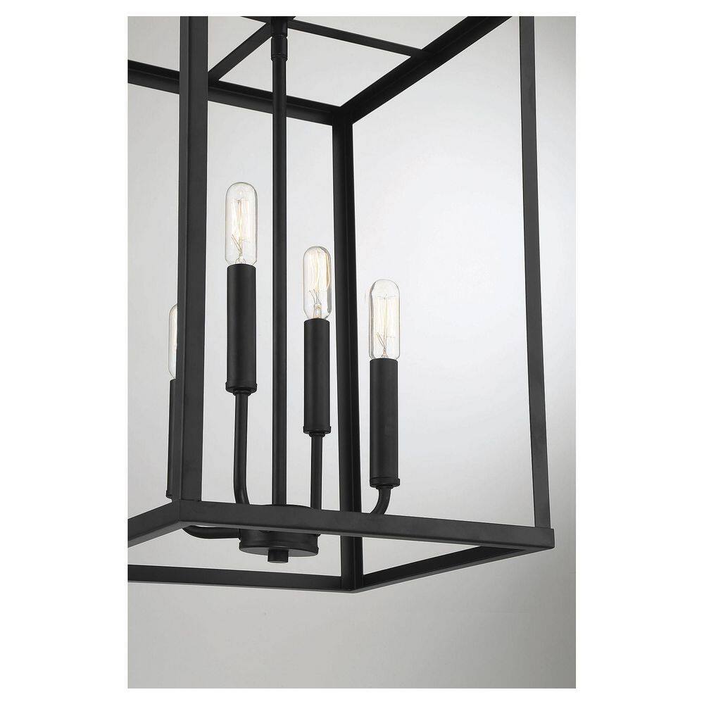 Geometric Matte Black 4-Light LED Compatible Pendant