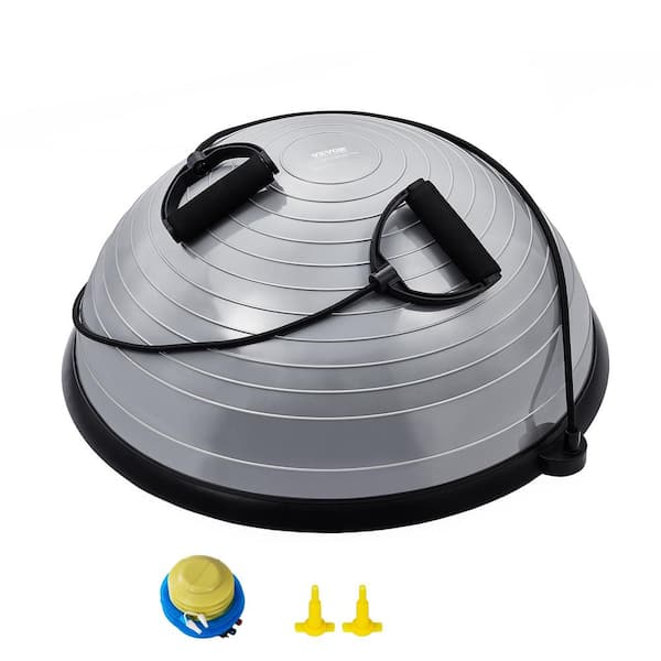 SKYSHALO Half Exercise Ball Trainer, 23 in. Balance Ball Trainer, 660 lbs. Capacity Stability Ball, Yoga Ball with Bands, Gray