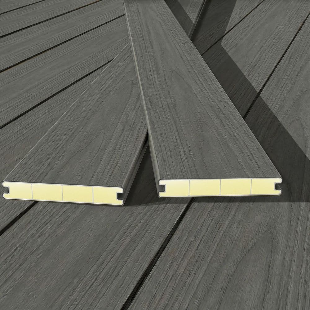Outdoor Lightweight 1 in. x 5.5 in. x 8 ft. Silver Gray Composite Decking Board with Aluminum Core, Foam Fill (3-Pack) price history on PriceWatchPro