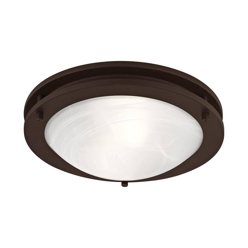 Ariel Contemporary 11" Bronze Bowl Ceiling Light with White Alabaster Glass