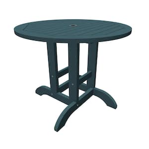 Nantucket Blue Round Recycled Plastic Outdoor Dining Table
