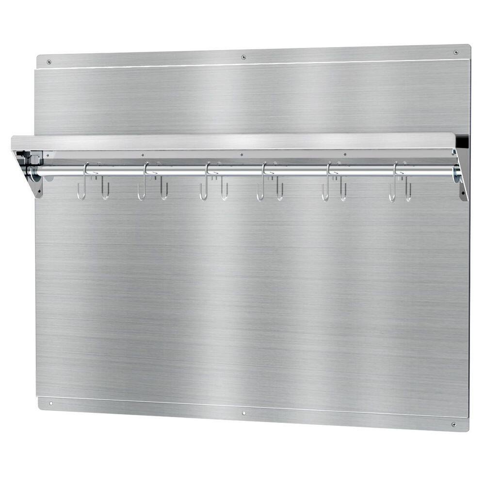 24 x 30 in. for 30 in. Range Hood Stainless Steel Kitchen Backsplash w/ Utensil Hooks and Storage Shelf, Easy to Install price history on PriceWatchPro